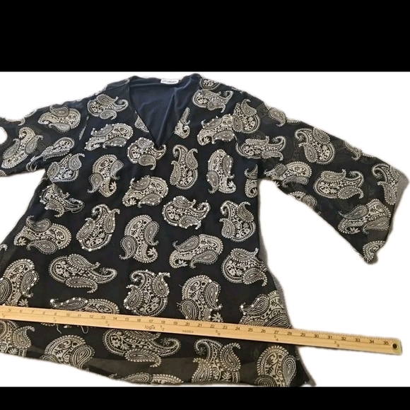 VTG Y2K Paisley Beaded Top ✨ Bling Party Girl Holiday New Year Glam Lined Barbie - Picture 8 of 13